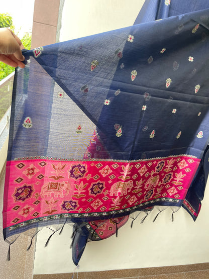 Royal Shimmer Silk Woven Patola Resham Kutdanna Unstitched Suit Set