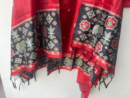 Royal Shimmer Silk Woven Patola Resham Kutdanna Unstitched Suit Set