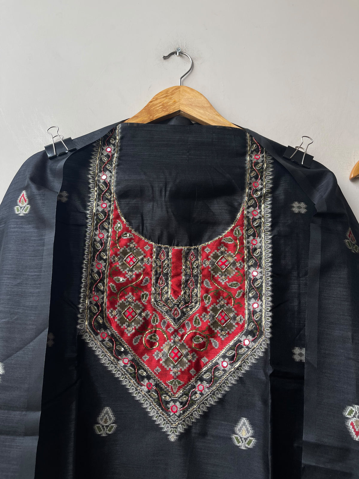 Royal Shimmer Silk Woven Patola Resham Kutdanna Unstitched Suit Set