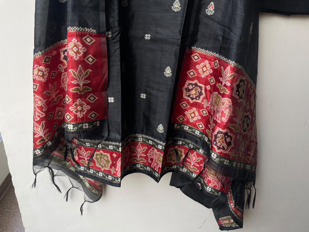Royal Shimmer Silk Woven Patola Resham Kutdanna Unstitched Suit Set