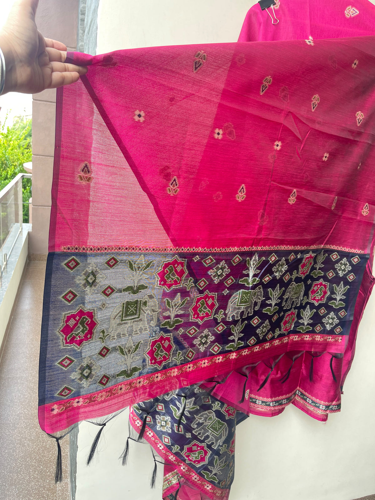 Royal Shimmer Silk Woven Patola Resham Kutdanna Unstitched Suit Set