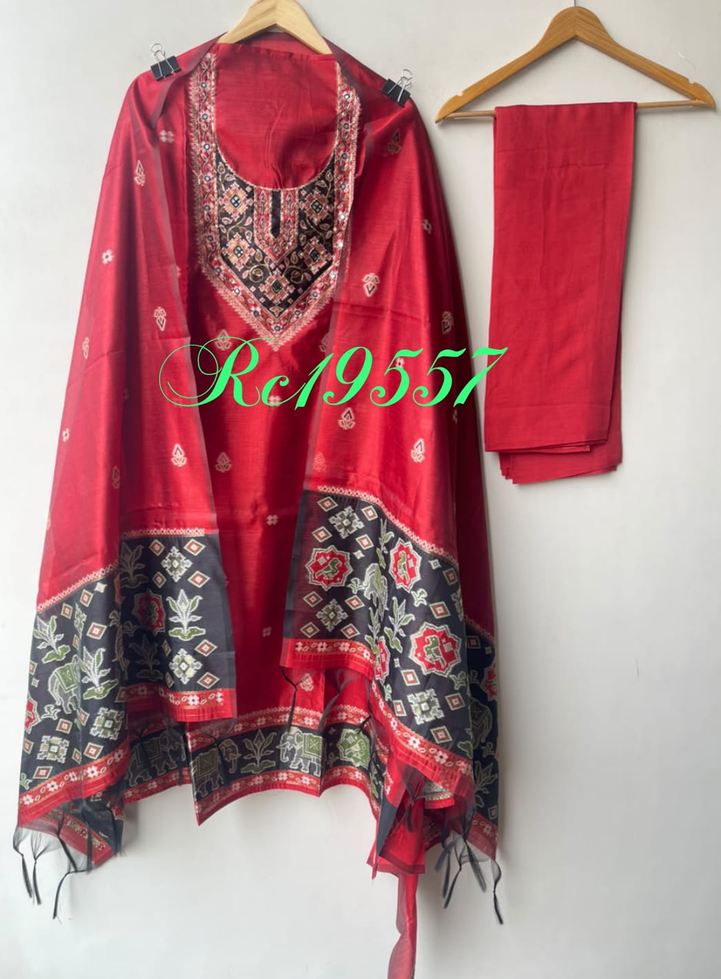Royal Shimmer Silk Woven Patola Resham Kutdanna Unstitched Suit Set