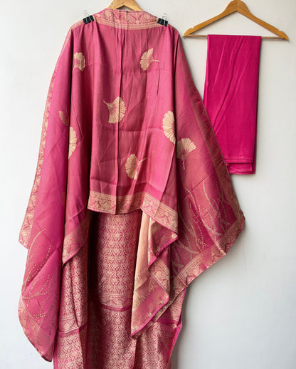 Banarasi Silk Woven Resham Sequin Embroidered Unstitched Suit Set with Dupatta