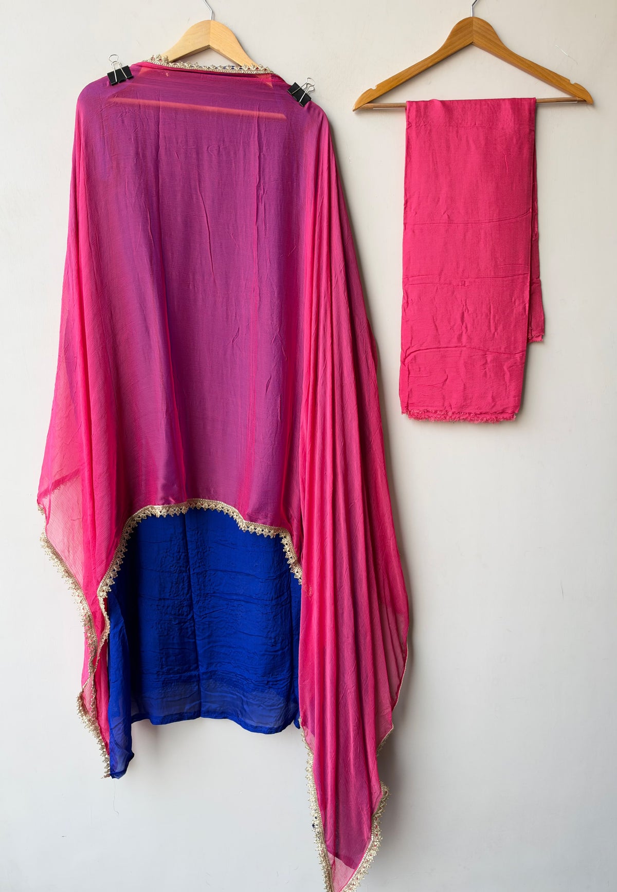 Handcrafted Organza Tuile Pearl Kutdanna Embroidered Unstitched Suit Set with Chiffon Dupatta