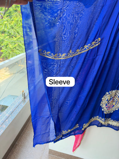 Handcrafted Organza Tuile Pearl Kutdanna Embroidered Unstitched Suit Set with Chiffon Dupatta
