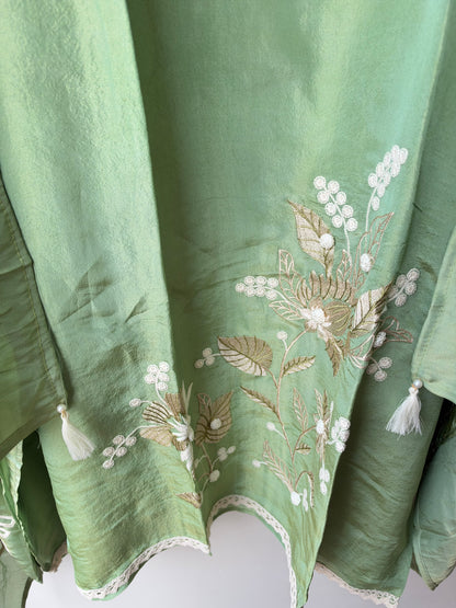 Festive Shimmer Silk 3D Resham Floral Embroidered Unstitched Suit Set with Dupatta