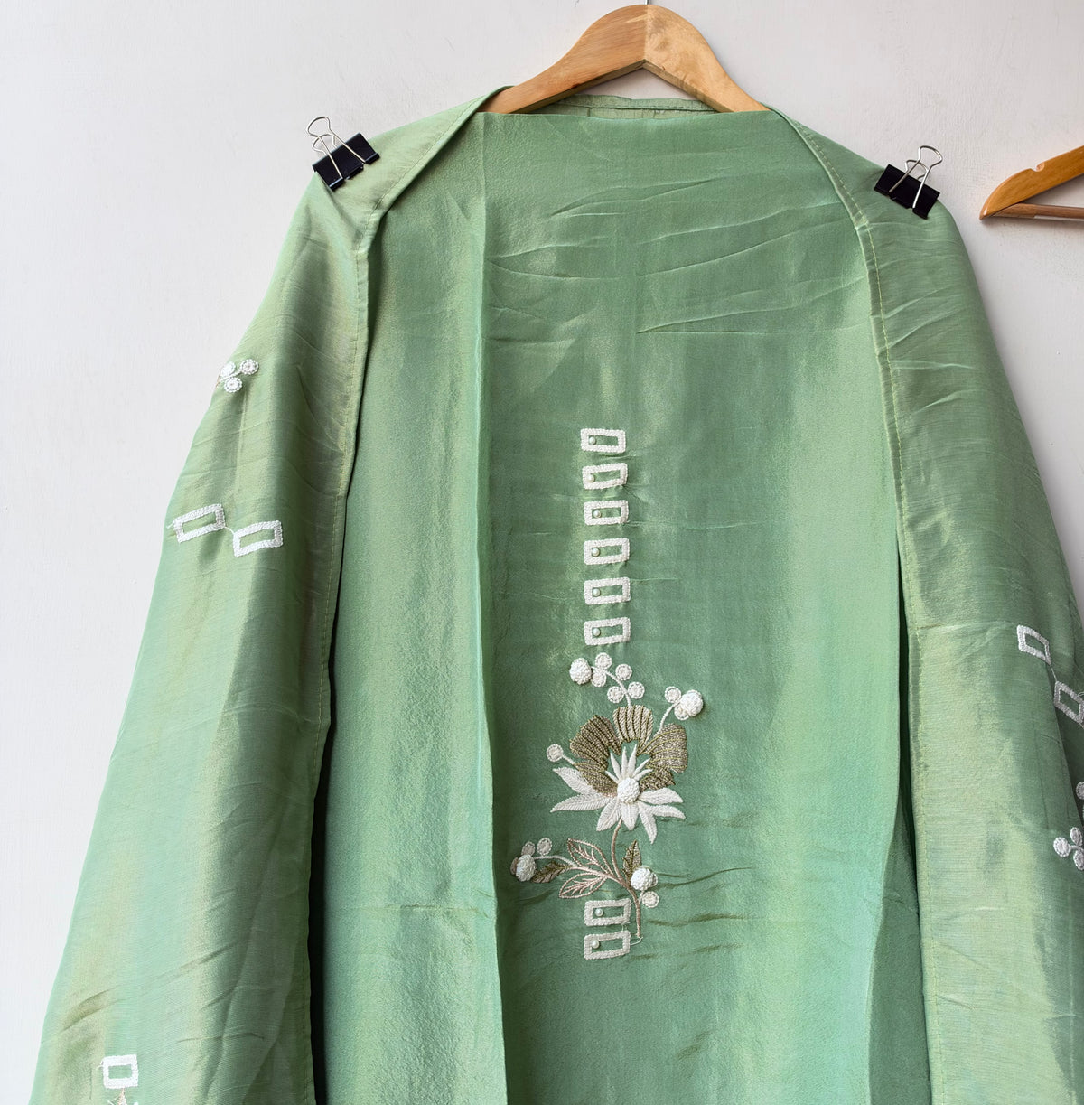 Festive Shimmer Silk 3D Resham Floral Embroidered Unstitched Suit Set with Dupatta