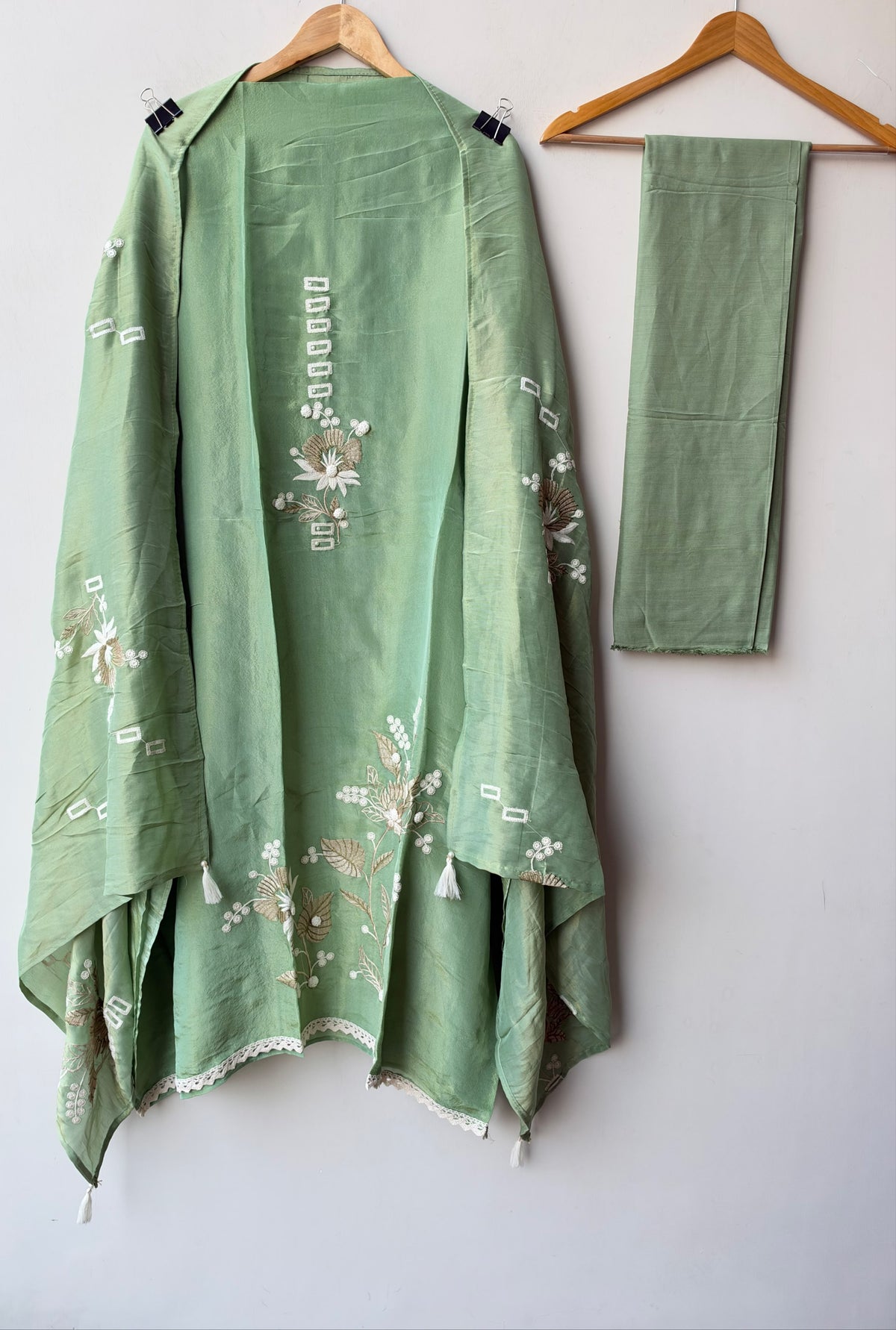 Festive Shimmer Silk 3D Resham Floral Embroidered Unstitched Suit Set with Dupatta