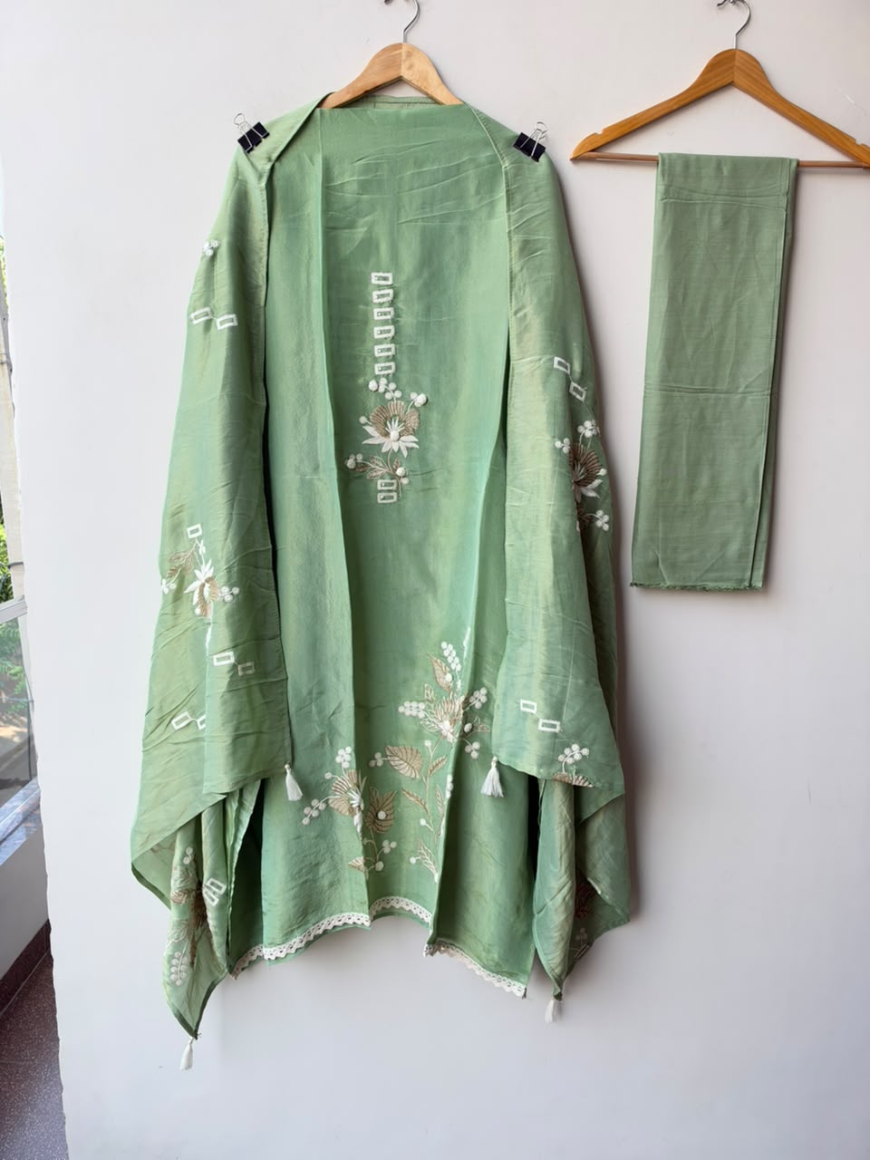 Festive Shimmer Silk 3D Resham Floral Embroidered Unstitched Suit Set with Dupatta