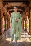 Festive Shimmer Silk 3D Resham Floral Embroidered Unstitched Suit Set with Dupatta