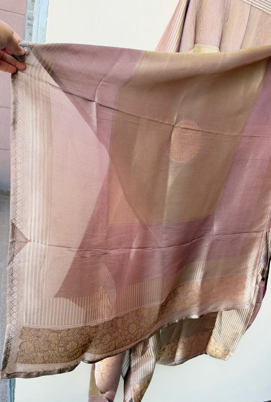 Pure Banarasi Woven Giraffe Silk Embroidered Unstitched Suit Set with Woven Dupatta