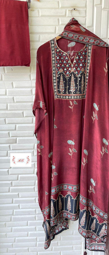 Pure Satin Silk Unstitched Suit Rc15486
