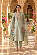 Pure Self Glass Organza Designer Unstitched Suit with Sequence Resham Embroidery & Coin Tassels