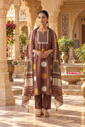 Pure Silk Polka Dots Printed Unstitched Suit Set with Pearl Dabka Hand Embroidery