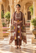 Pure Silk Polka Dots Printed Unstitched Suit Set with Pearl Dabka Hand Embroidery