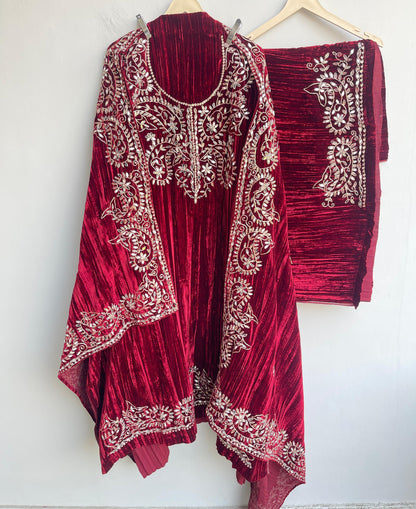 Crushed micra velvet unstitched ladies suit Rc18162