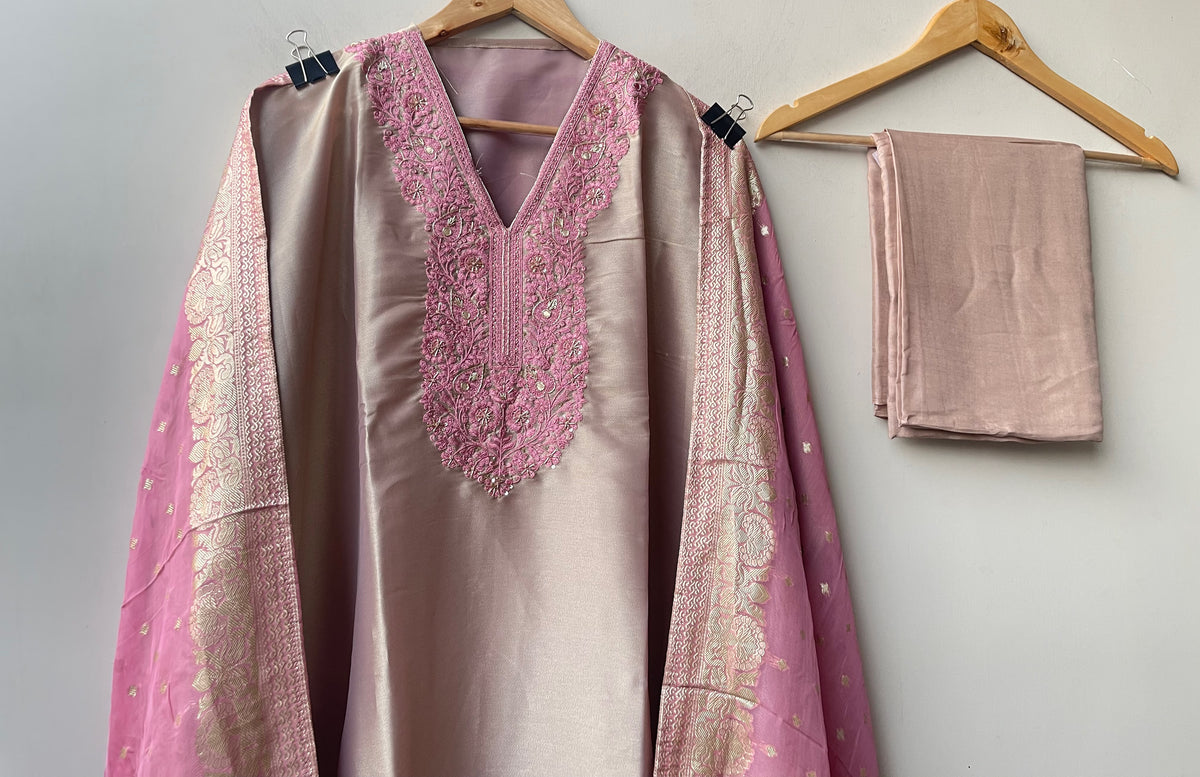 Pure Giraffe Shimmer Silk Luxury Unstitched Suit Set