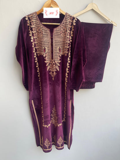 Readymade velvet ladies winter suit Rc18824