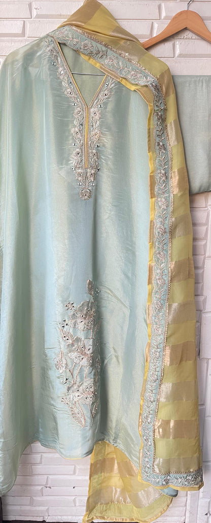 Shimmer silk unstitched ladies suit Rc17828