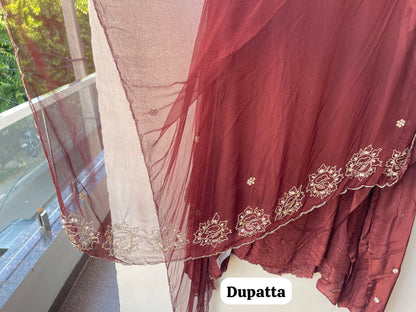 Premium Embroidered Crepe Satin Unstitched 3Pcs Suit Set