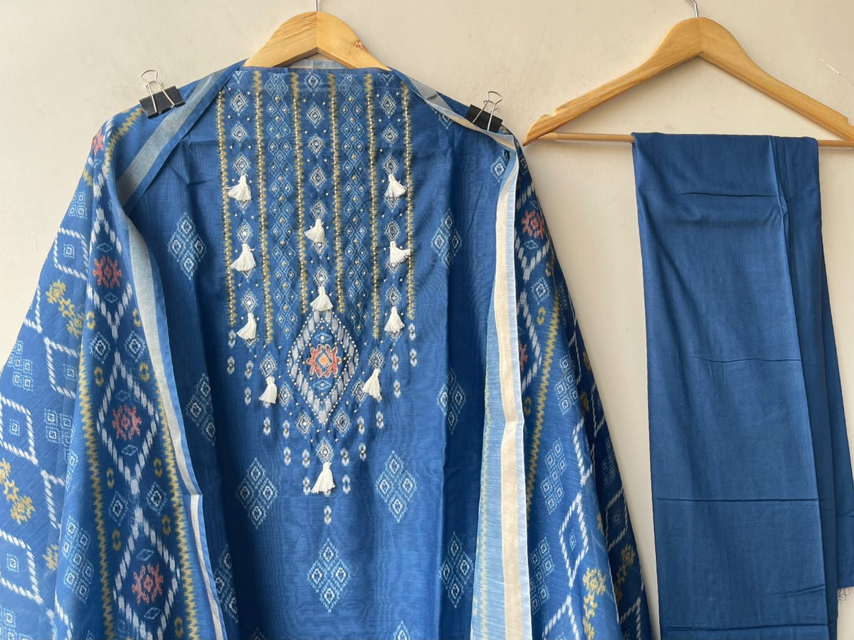 Elegant Mul Chanderi Maheshwari Printed Suit Set