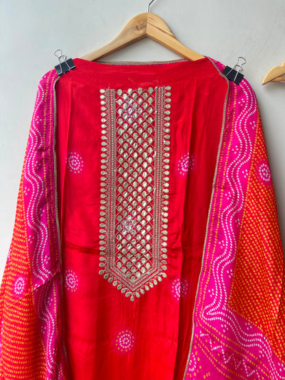 Gajji silk printed unstitched ladies suit Rc19201