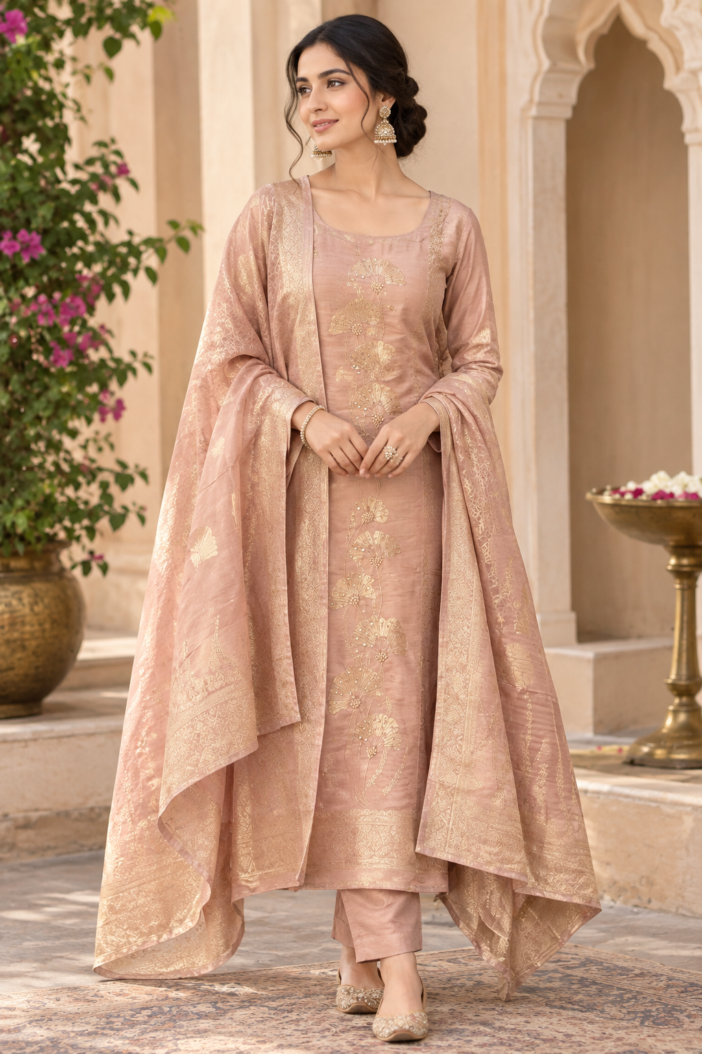 Self Giraffe Silk Weaving Unstitched Designer Suit Set