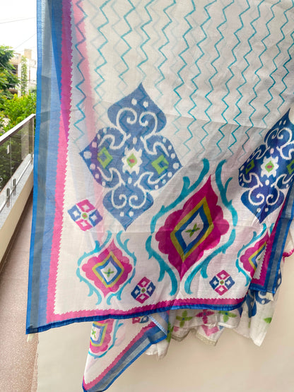 Mul chanderi printed ladies unstitched suit Rc19200