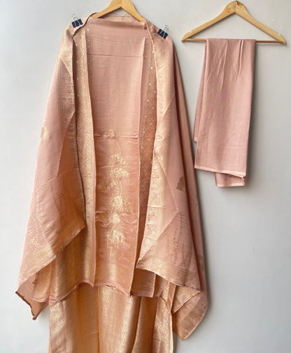 Exquisite Banarasi Shimmer Giraffe Silk Unstitched 3 Pcs Designer Suit Set