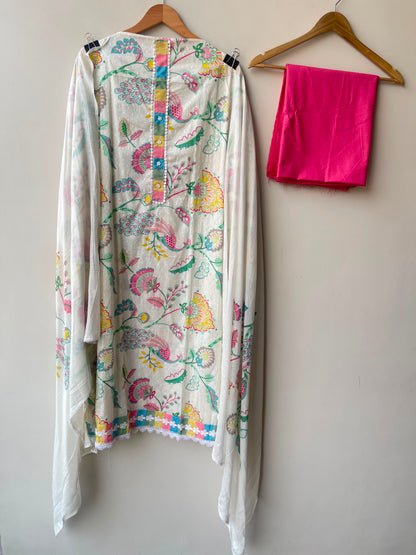 Self cotton printed unstitched ladies suit Rc18979