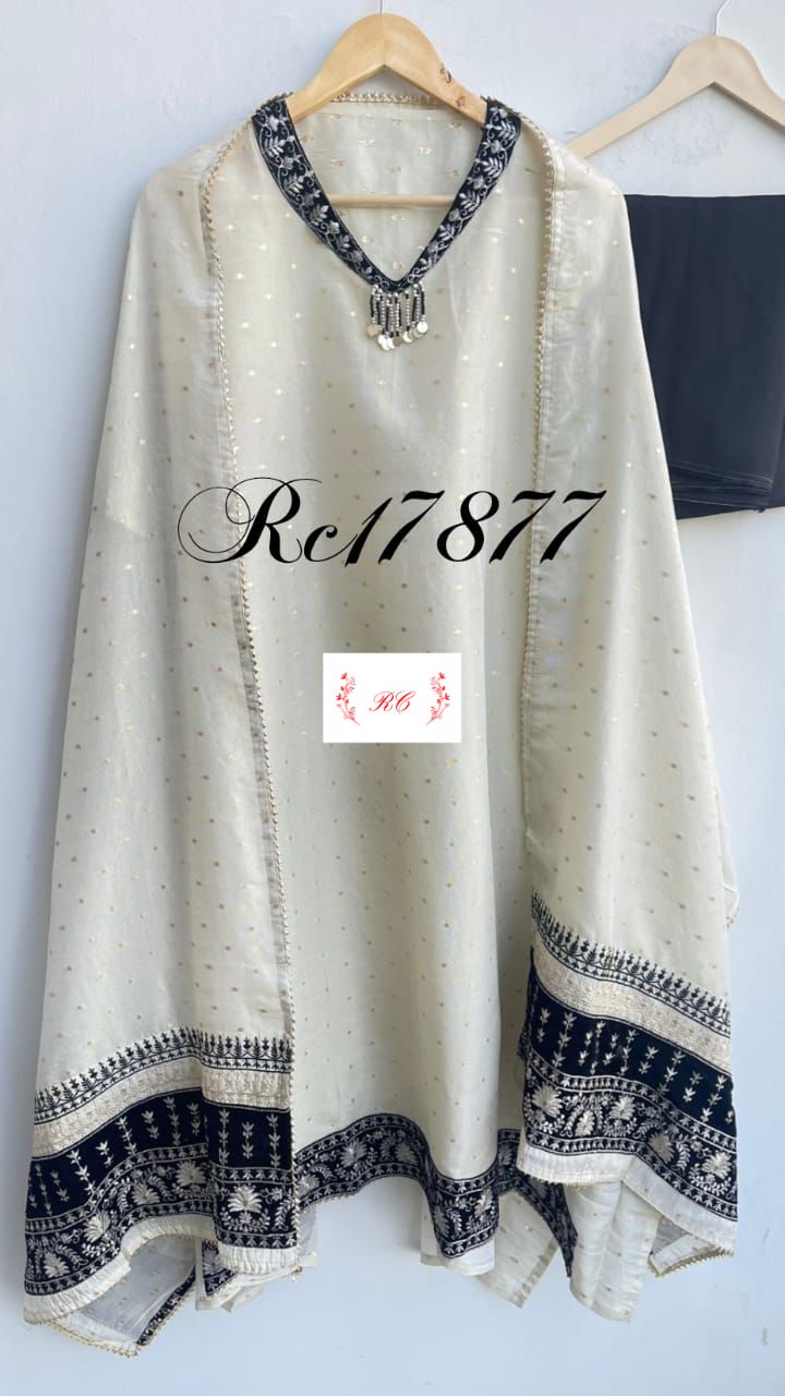 Banarasi shimmer silk unstitched ladies suit Rc17877