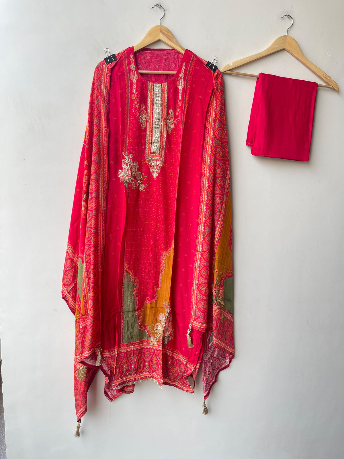 Crepe Satin Printed Unstitched Designer Suit Set