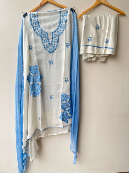 Organza Tuile fabric ladies unstitched suit Rc19086