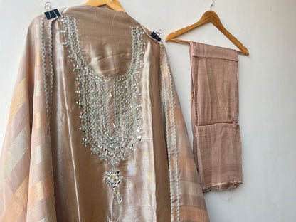 Pure shimmer giraffe silk unstitched ladies suit Rc19207