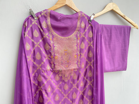 Banarasi cotton silk unstitched ladies suit Rc18232 (a)