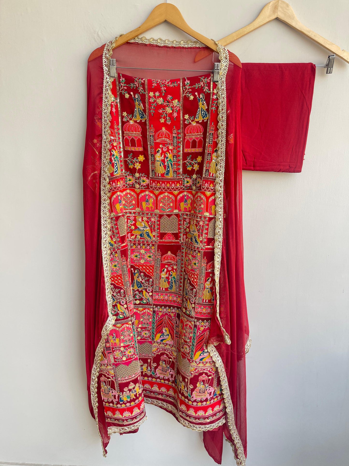 Satin crepe unstitched ladies suit Rc18834 (b)