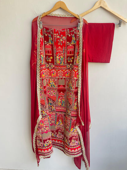 Satin crepe unstitched ladies suit Rc18834 (b)