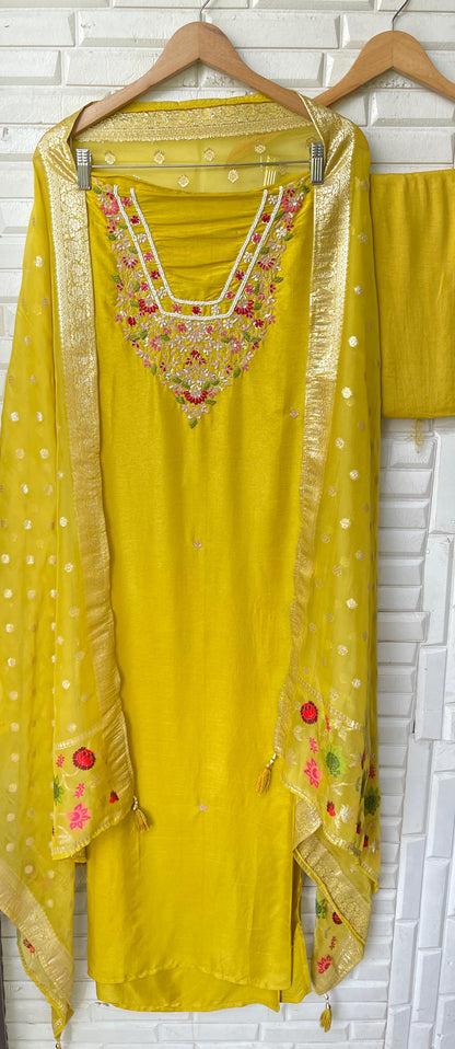 Pure unstitched silk ladies suit Rc17649