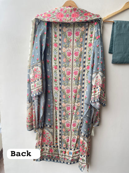 Pure crepe satin unstitched printed ladies suit Rc19215