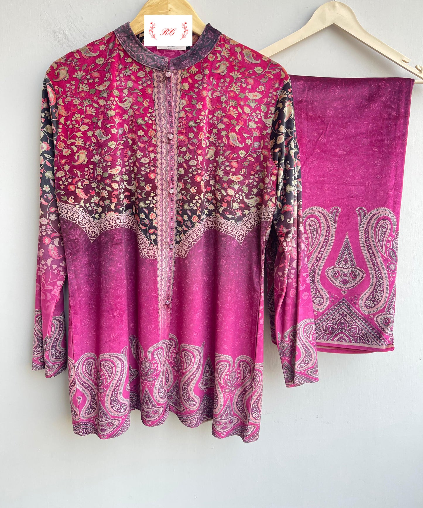 Stylish micra velvet readymade ladies coord set Rc18148