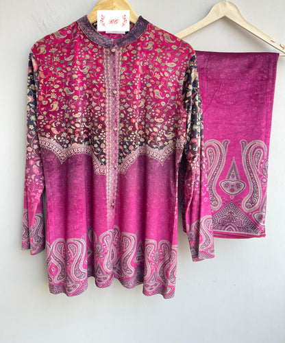 Stylish micra velvet readymade ladies coord set Rc18148