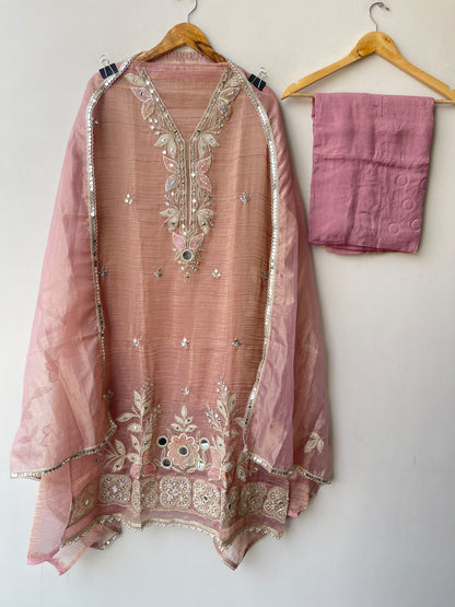 Elegant shimmer tissue ladies unstitched suit