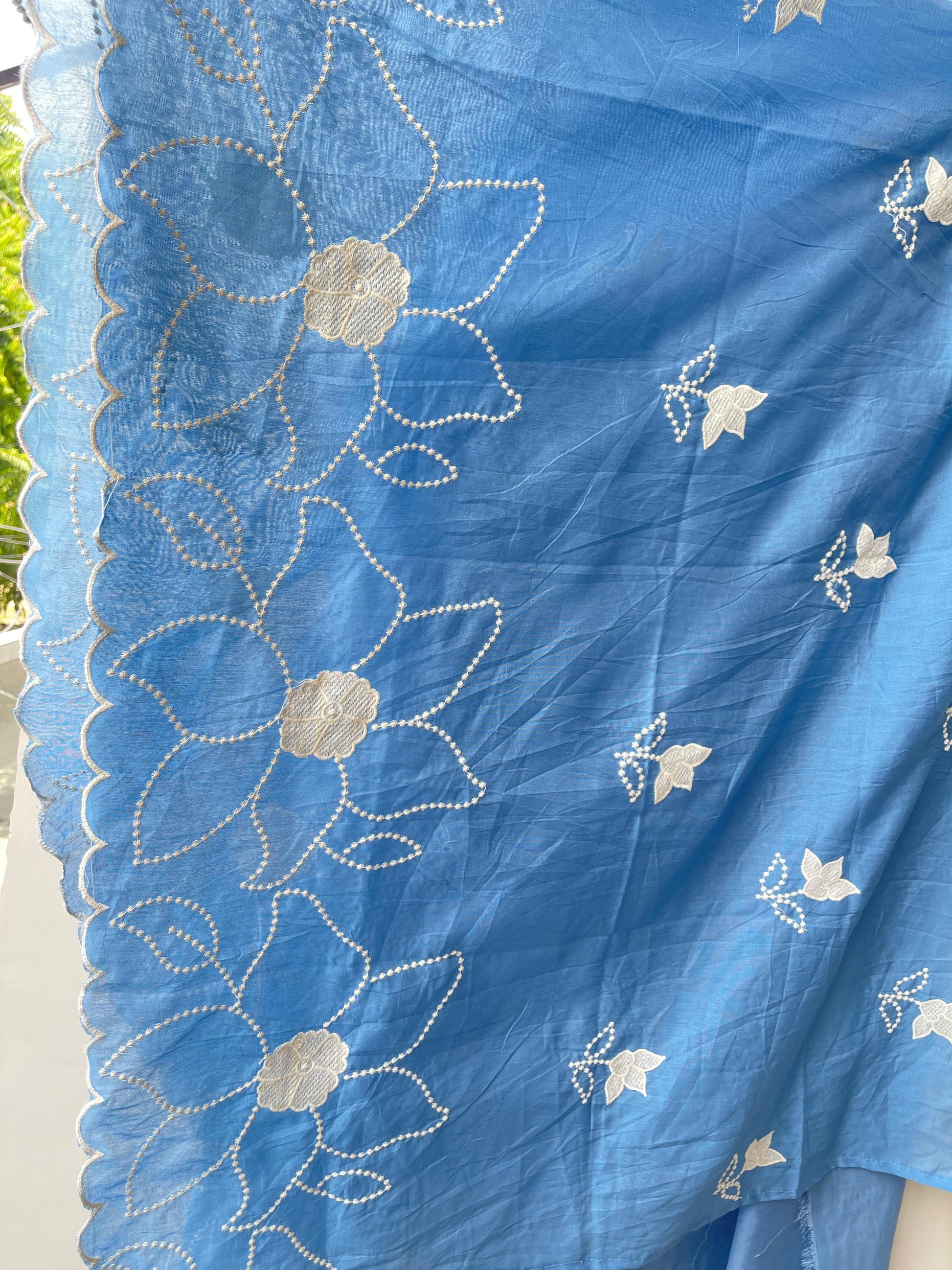 Mul chanderi unstitched salwar suit with patchwork, mirror work and tassel lace – RoyalChicByPriti