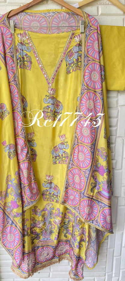 Silk unstitched ladies suit Rc17743