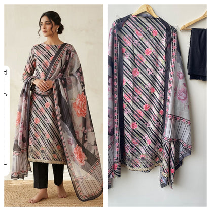 Self Cotton Printed Unstitched Ladies Suit RC-18868