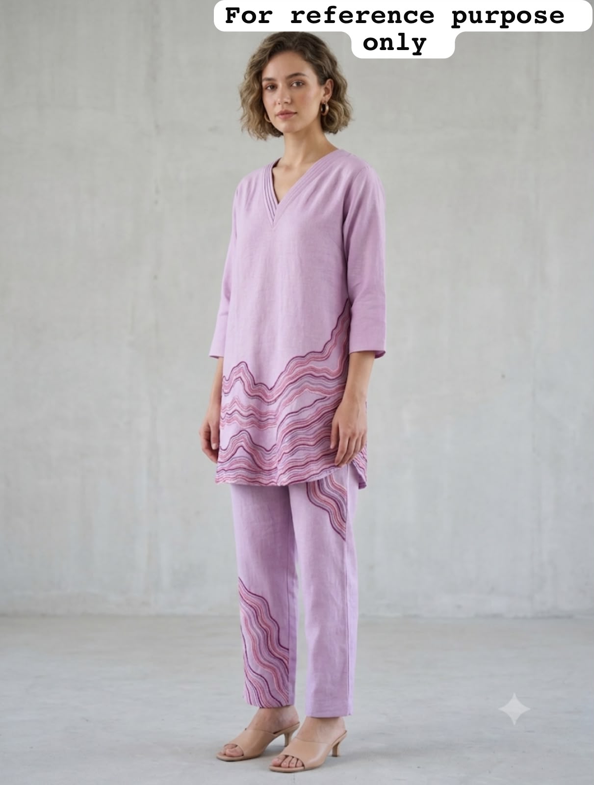 Soft linen cotton stitched ladies coord set Rc19104