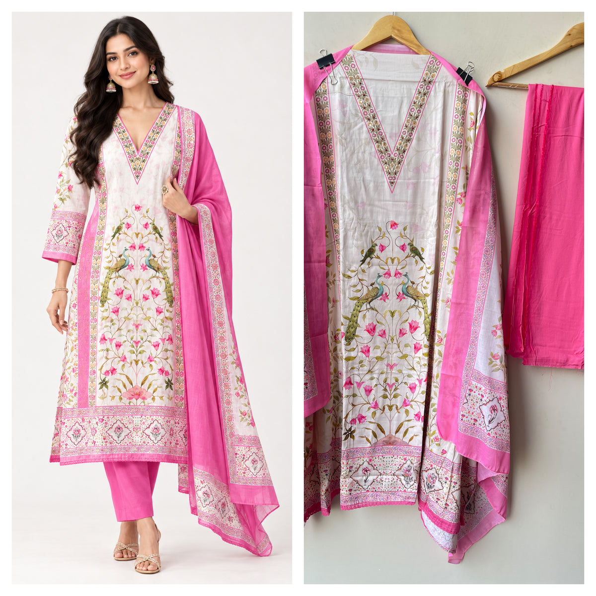 Premium Cotton Printed Unstitched 3pcs Designer Suit Set