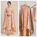 Exquisite Banarasi Shimmer Giraffe Silk Unstitched 3 Pcs Designer Suit Set