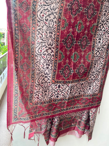 Soft mul chanderi printed unstitched ladies suit Rc18998