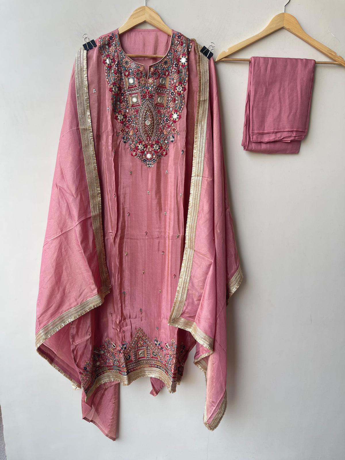 Premium Shimmer Silk Unstitched Designer Suit Set